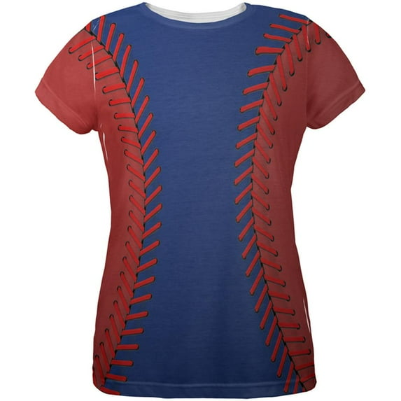 Baseball League Blue and Red All Over Womens T Shirt Multi SM