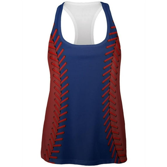 Baseball League Blue and Red All Over Womens Work Out Tank Top Multi 2XL
