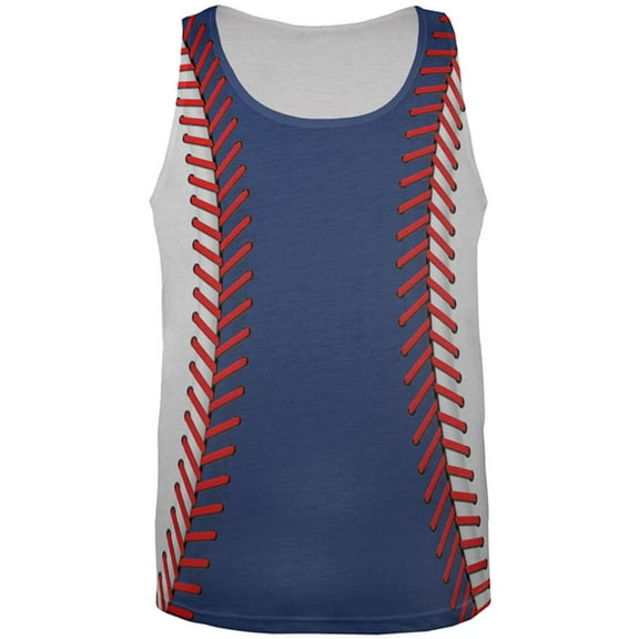 Baseball League Blue and White All Over Mens Tank Top