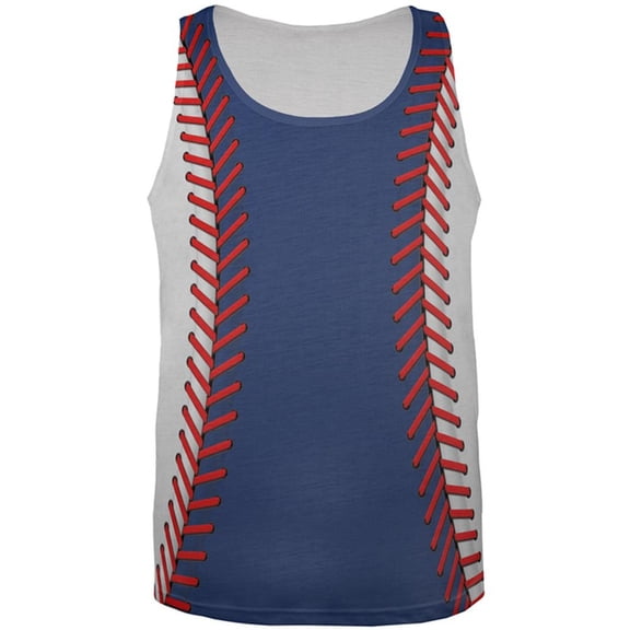 Baseball League Blue and White All Over Mens Tank Top