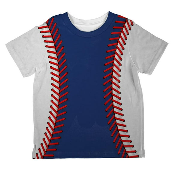Baseball League Blue and White All Over Toddler T Shirt