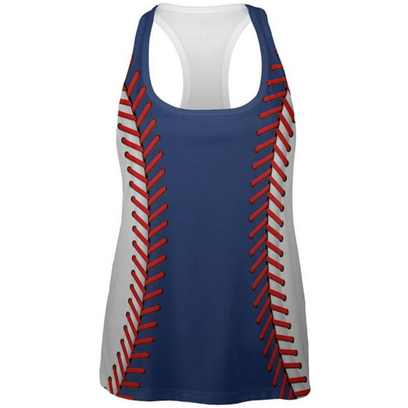 Baseball League Blue and White All Over Womens Work Out Tank Top Multi LG