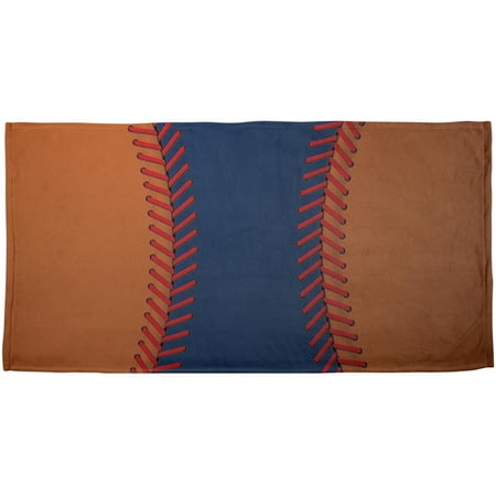 Baseball League Navy Blue and Orange All Over Beach Towel