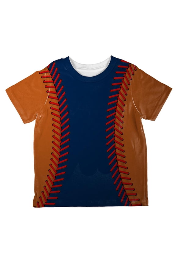 Baseball League Navy Blue and Orange All Over Toddler T Shirt Multi 2T