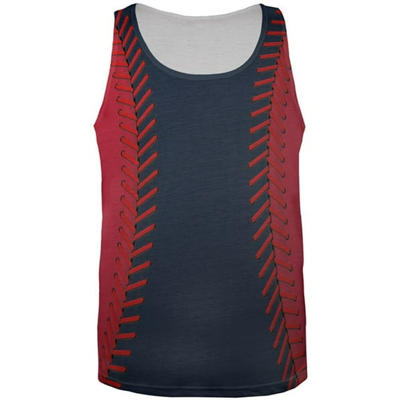 Baseball League Navy Blue and Red All Over Mens Tank Top