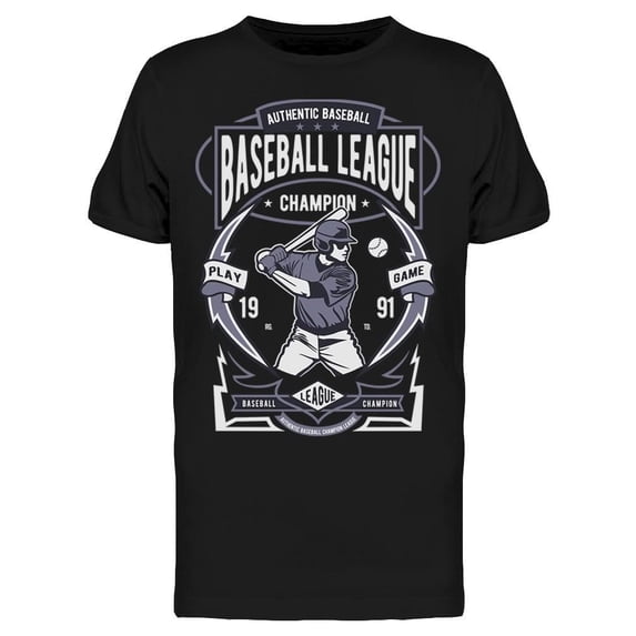 Baseball League Poster T-Shirt Men -Image by Shutterstock, Male Large