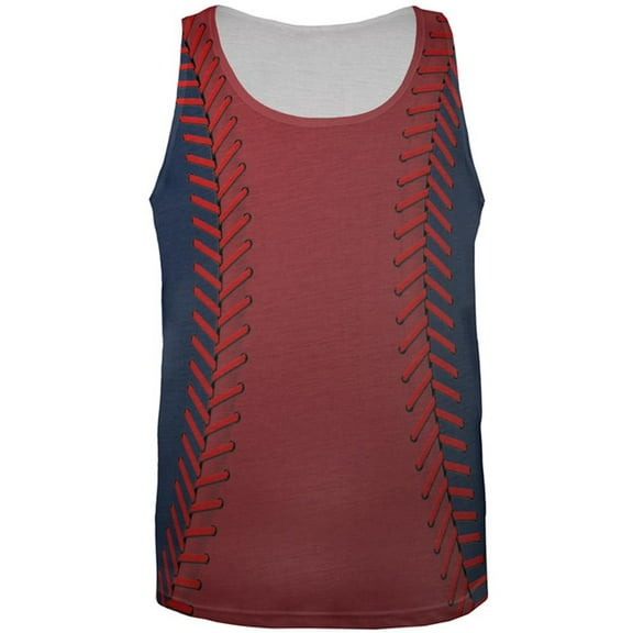 Baseball League Red and Navy Blue All Over Mens Tank Top Multi X-LG