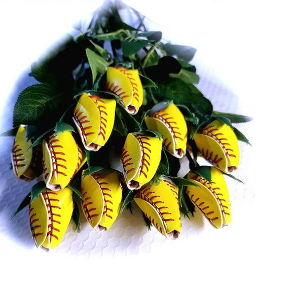 Baseball Leather Rose Bouquet | Real Baseball Flower Arrangement | Sports Fan Gift for Men, Women, Coaches | Home Office Decor | Mother's Day, Graduation, Wedding Gift Idea