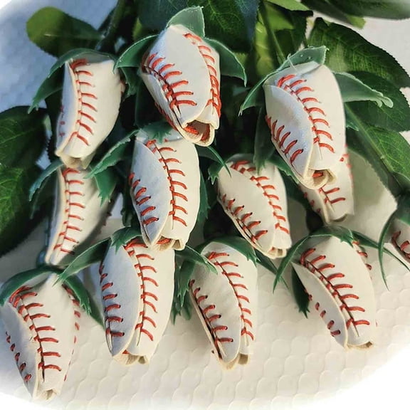 Baseball Leather Rose Bouquet | Real Baseball Flower Arrangement | Sports Fan Gift for Men, Women, Coaches | Home Office Decor | Mother's Day, Graduation, Wedding Gift Idea