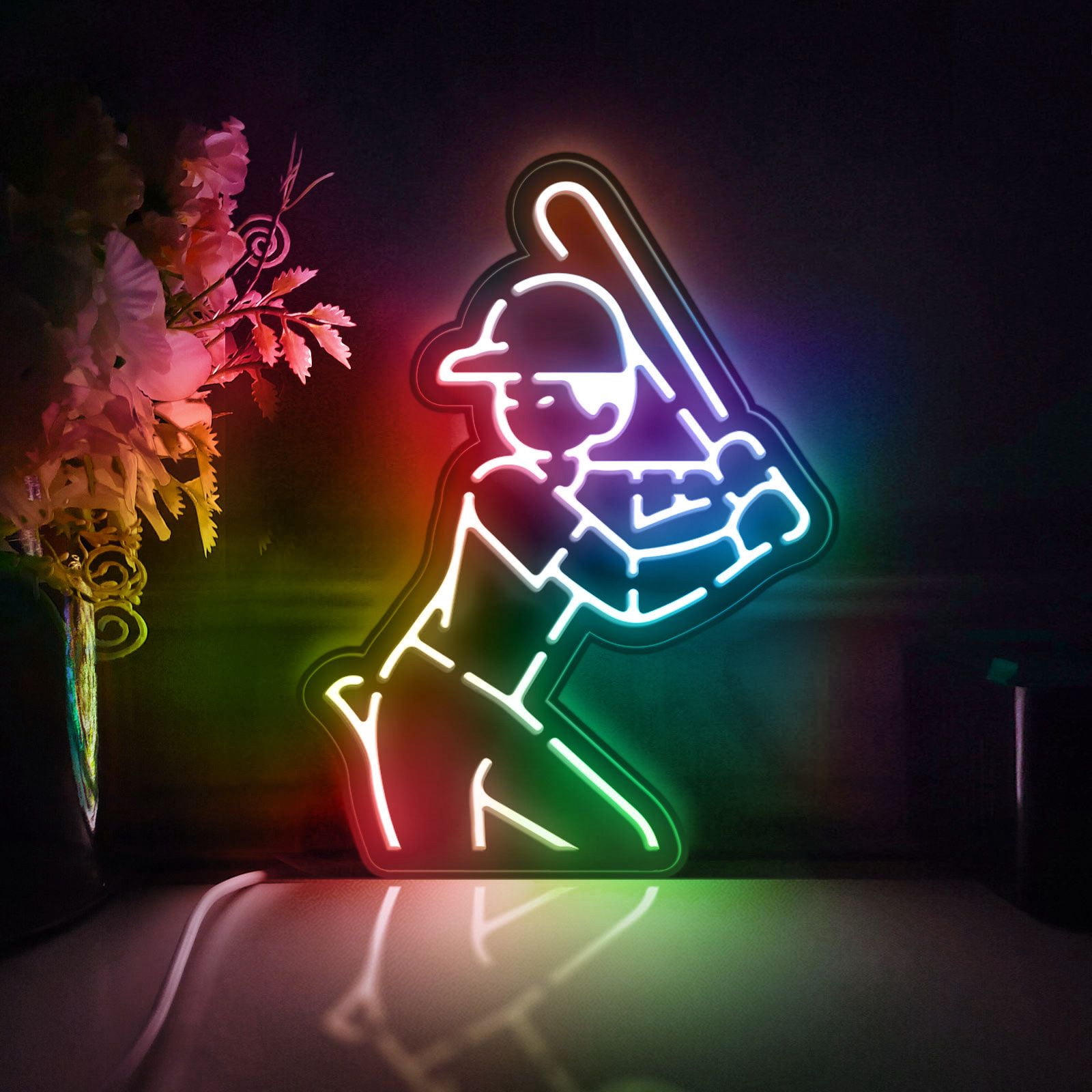 Baseball Led Light Box, Dimmable Neon-Like Light Signs USB Power for ...