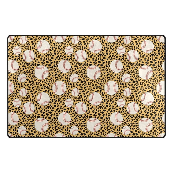 Baseball Leopard Print Pattern Memory Foam Area Rug 31"x20" Non Slip, Absorbent, Fade Proof for Living Room, Bedroom, Office