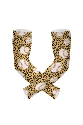 Baseball Leopard Print Pattern UV Protection Cooling Arm Sleeves, Compression Sun Sleeves for Men Women Sports