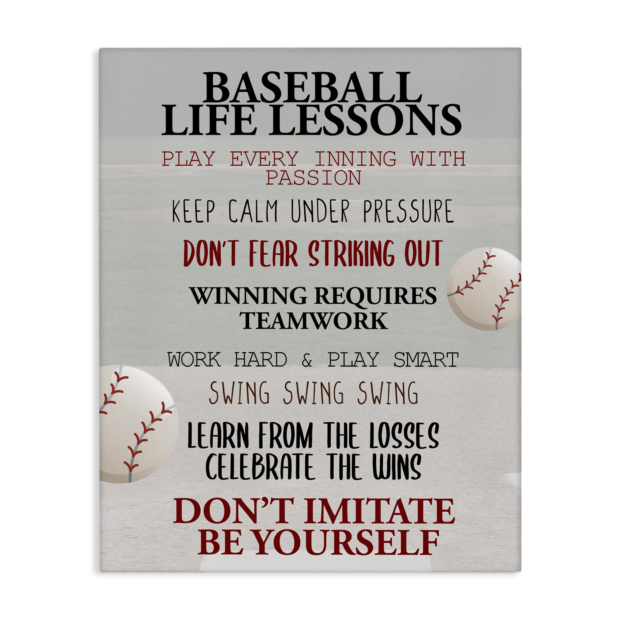 Baseball Life Lessons Canvas Wall Art, design by Kim Allen