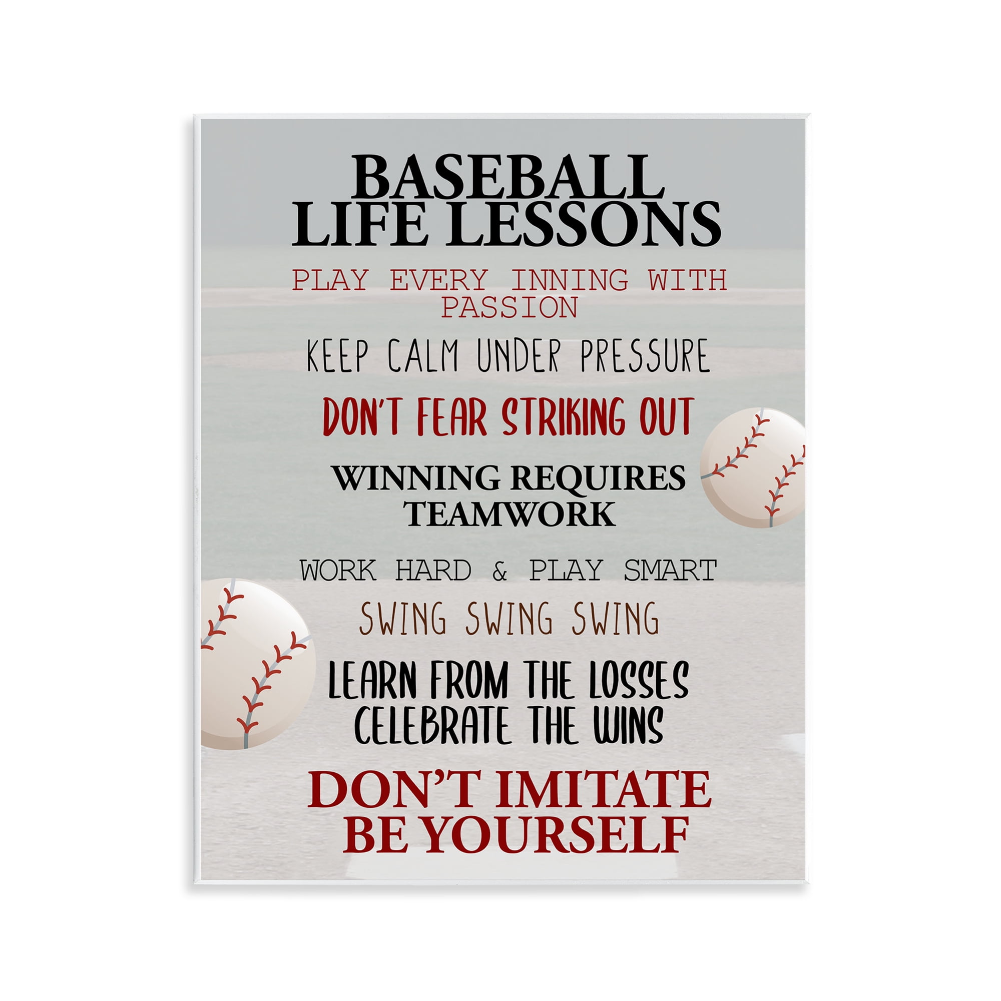Baseball Life Lessons Wall Plaque Art, design by Kim Allen