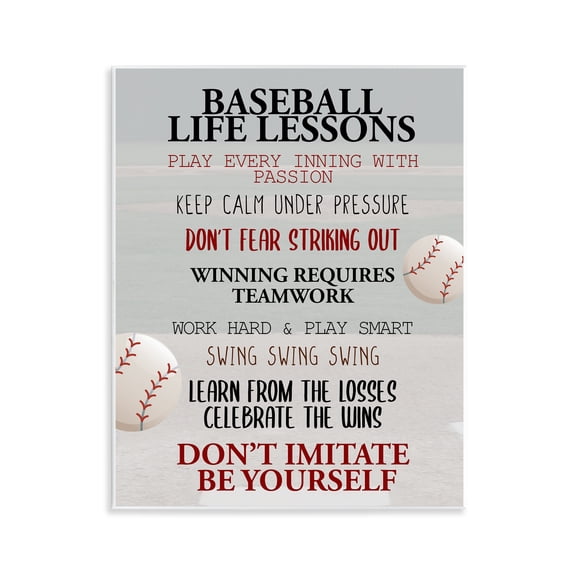 Baseball Life Lessons Wall Plaque Art, design by Kim Allen