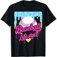 thumbnail image 1 of Baseball Life Lifestyle Home Plate Ice Cream Drip Youth Adult Unisex T-Shirt, up to size 5XL, 1 of 2