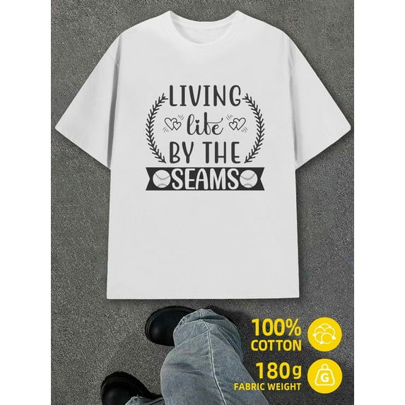 Baseball Life men white 180G 100% Cotton Breathable fabric, crew neck, short sleeves Classic Unisex Shirt Cotton tshirts Vintage Unisex Shirt Cotton tshirts