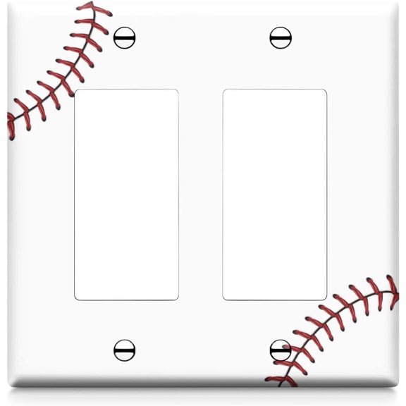 Baseball Light Switch Cover Plate Double Gang Double Rocker Switch Cover Outlet Covers Wall Plate Light Switch for Bedroom Kitchen 4.7 × 4.7 Inch