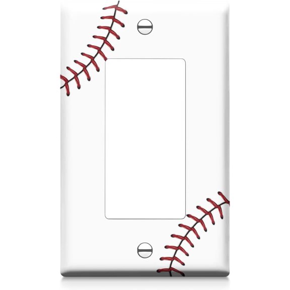 Baseball Light Switch Cover Plate Single Rocker Switch Cover Outlet Covers Wall Plate 1 Gang Light Switch for Bedroom Kitchen 2.9 × 4.7 Inch