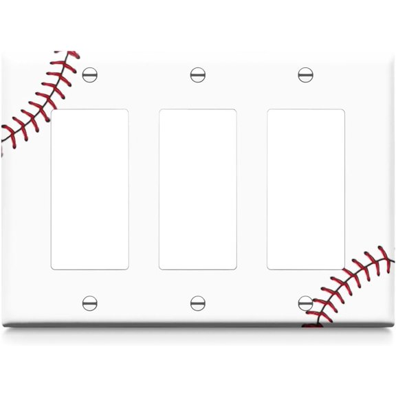 Baseball Light Switch Cover Plate Tripe Gang Tripe Rocker Switch Cover Outlet Covers Wall Plate Light Switch for Bedroom Kitchen 6.5 × 4.7 Inch