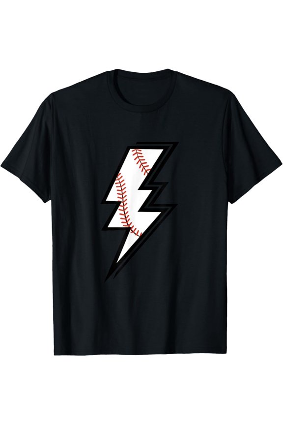 Baseball Lightning Bolt Baseball Mom Dad Game Day T-Shirt