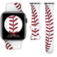 thumbnail image 1 of Baseball Line Sport Bands Compatible with Apple Watch Band 38MM 40MM 41MM, Silicone Strap Compatible with iWatch Bands Ultra Series SE 9 8 7 6 5 4 3 2 1 for Women Men, 1 of 6