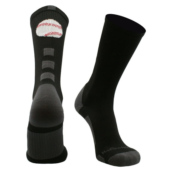 Baseball Logo Crew Socks (Black/Graphite, Large)