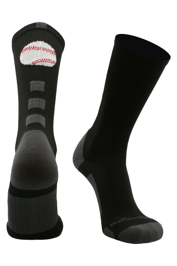 Baseball Logo Crew Socks (Black/Graphite, Small)