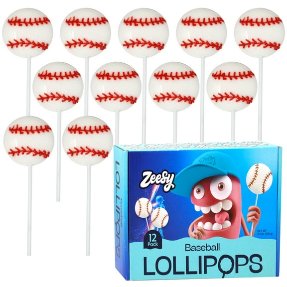 Baseball Lollipops - 12 SAF21 Pack - Individually Wrapped Candy Suckers for Baseball Party Favors, Birthdays & Sports-Themed Events