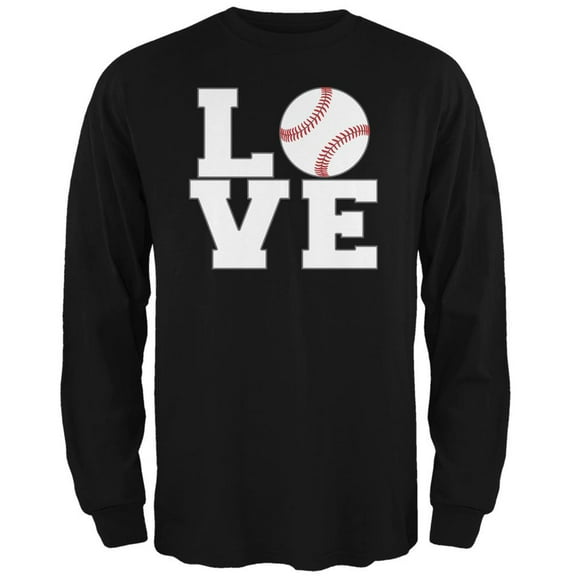 Baseball Love Black Adult Long Sleeve T-Shirt - Small