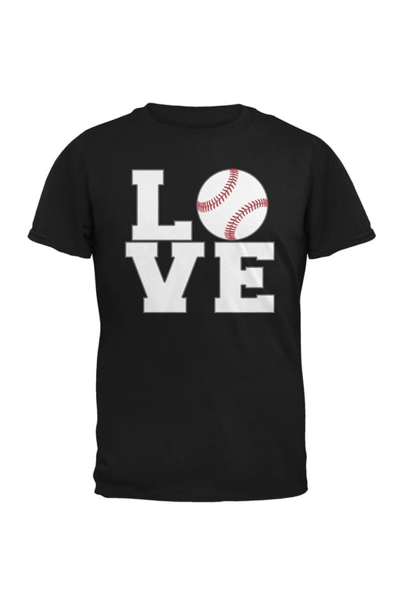 Baseball Love Black Adult T-Shirt - Medium