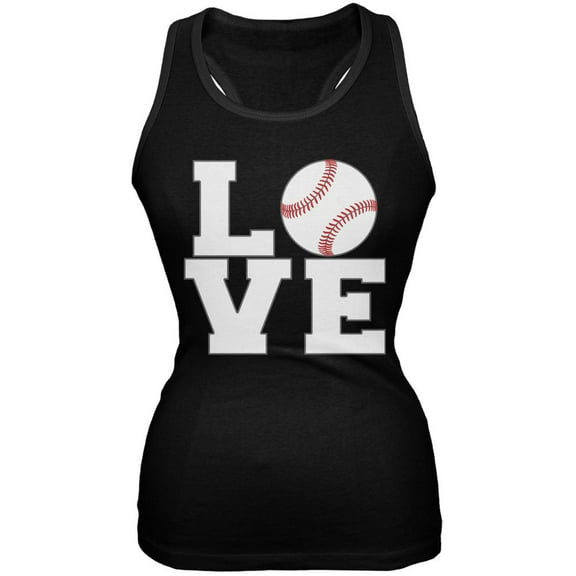 Baseball Love Black Juniors Soft Tank Top - 2X-Large
