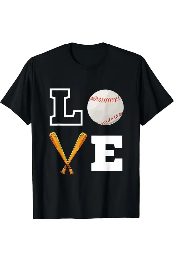Baseball Love Graphic Crossed Bats for Men Women Short Sleeve T-Shirt