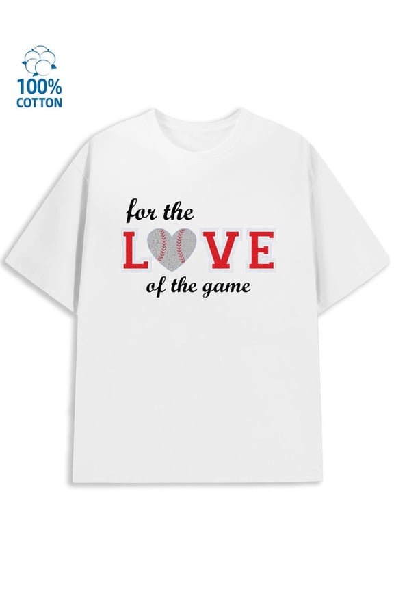 Baseball Love Tee Men's lover white Hip-hop street style full heart Retro Unisex Shirt Graphic tshirts Funny Unisex Shirt Crewneck tshirts Fashion Unisex Shirt Cotton tshirts
