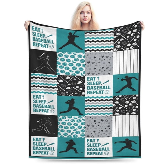 Baseball Lover Gift Throw Blanket Baseball Player Pattern Blanket Cozy Soft Home Decor Gift for Baseball Fans Boys Athletes 50x40