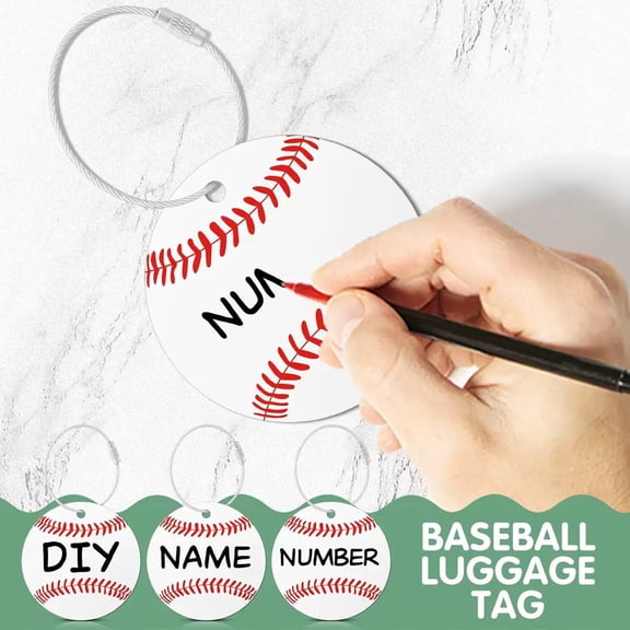 Baseball Luggage Tags for Suitcases Travel Suitcase Labels with Metal Ring,6 Pack