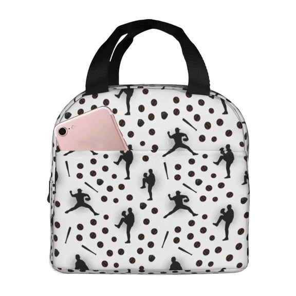 Baseball Lunch Bag, Insulated Lunch Box Thermal Cooler Tote, Reusable Leakproof Meal Prep Bag For Women & Men, Office Work, Travel, And Beach Trip