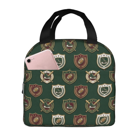 Baseball Lunch Bag, Insulated Lunch Box Thermal Cooler Tote, Reusable Leakproof Meal Prep Bag For Women & Men, Office Work, Travel, And Picnic Day