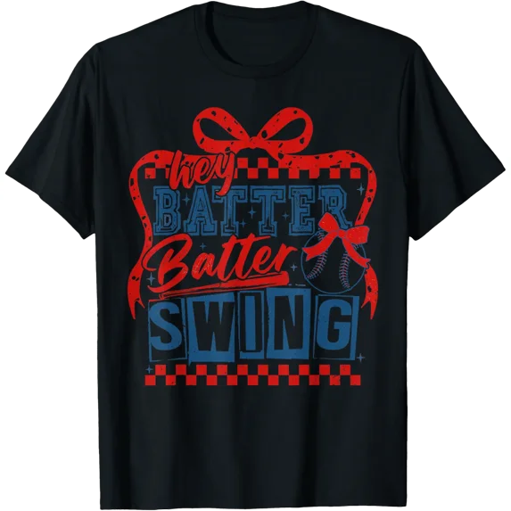 Baseball Mama Batter Swing Coquette Game Day T Shirt Size S-5XL