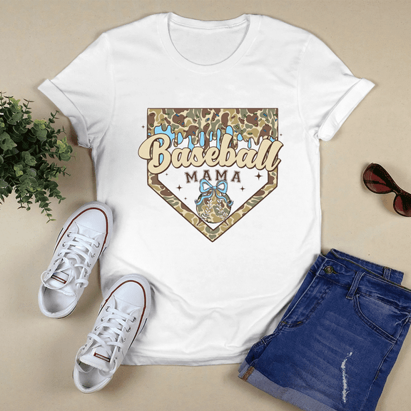Baseball Mama Camo Home Plate Ice Cream Drip Classic Tshirt Vintage Tee US Size S-3XL