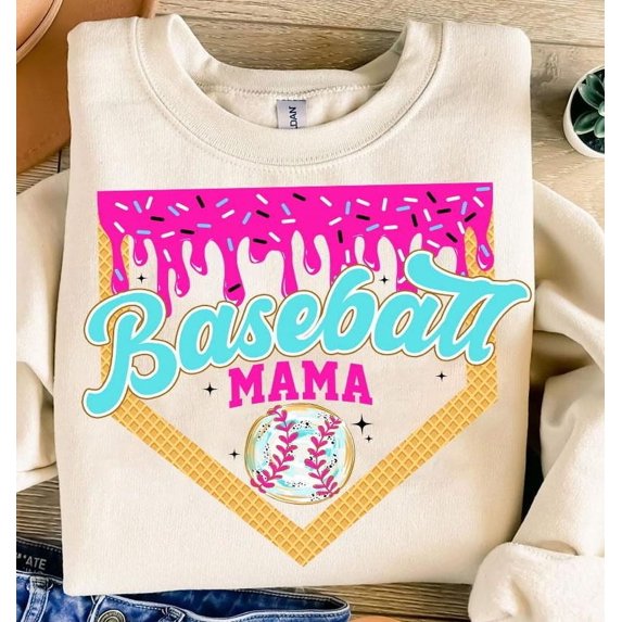 Baseball Mama Drip Sweatshirt, Ice Cream Baseball Mom Sweatshirt, Fun Game Day Shirt for Sports Moms, Cute Baseball Outfit for Her