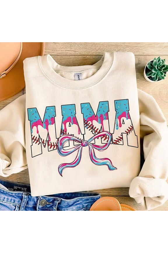 Baseball Mama Drip Sweatshirt, Ice Cream Dripping Baseball Shirt, Hand Drawn Game Day Sweatshirt, Baseball Mom Vibes Shirt, Preppy Summer Gameday Outfit