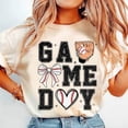 thumbnail image 1 of Baseball Mama Game Day T-Shirt, Coquette Baseball Bow Shirt, Sublimation Baseball Mom Tee, Cute Brushstroke Game Day Shirt, 1 of 5