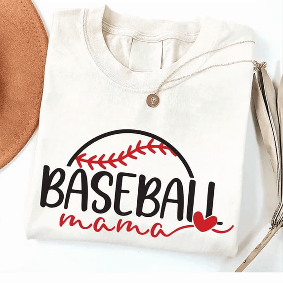 Baseball Mama Heart Script Graphic Tee