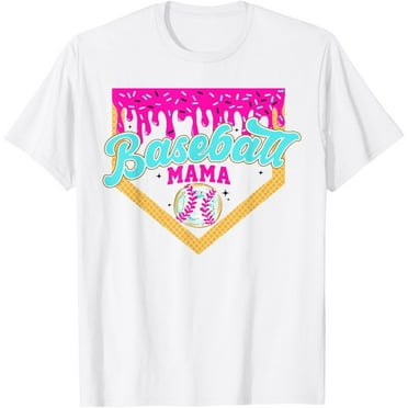 Baseball Mama Ice Cream Drip Funny Baseball Mother's Day T-Shirt