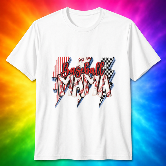 Baseball Mama Lightning Bolt Distressed T-Shirt, for men & women, S-5XL