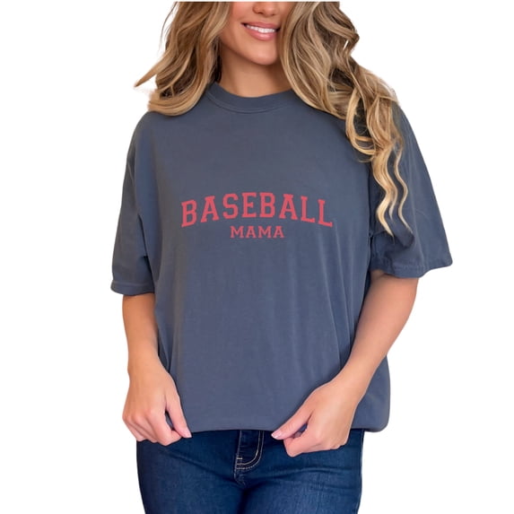 Baseball Mama, Mother's Day, Denim Comfort Colors T-Shirt, Small