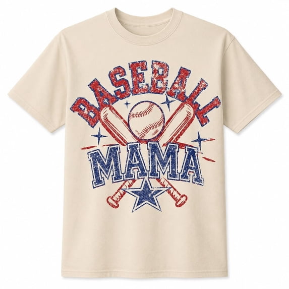 Baseball Mama Retro Graphic T-Shirt | Vintage Distressed Baseball Mom Tee | Unisex Classic Fit
