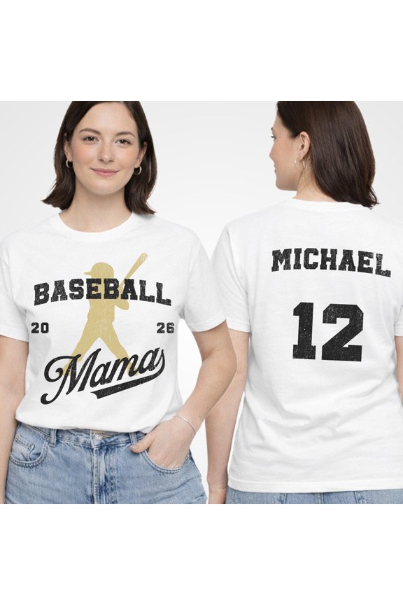 Baseball Mama Shirt Personalized Game Day Tee Custom Name and Number Baseball Mom Gift