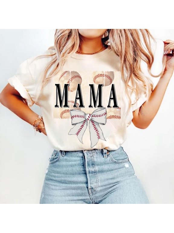 Baseball Mama Shirt, Vintage Baseball Coquette Shirt, Baseball Mom Tee, Game Day Baseball Shirt, Baseball Brushstroke Shirt, Baseball Bow Shirt